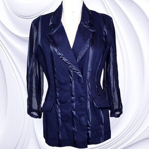 La Milliardaire black double breasted sheer peekaboo Paris suit jacket blazer